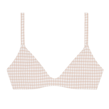 women's brown crinkle gingham bikini top