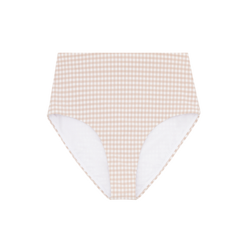 women's brown crinkle gingham high waisted bikini bottom