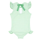 girls palm gingham ruffle cap sleeve rashguard one piece