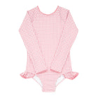 girls pink guava gingham rashguard one piece