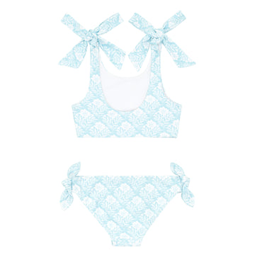 girls plumeria quilt exaggerated tie-knot bikini