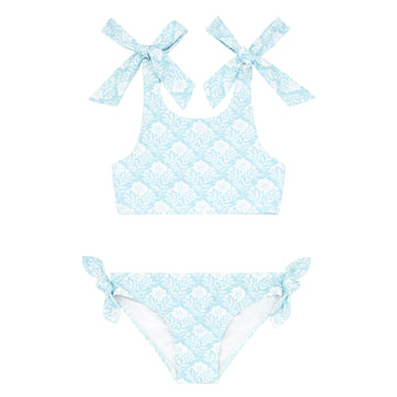 girls plumeria quilt exaggerated tie-knot bikini