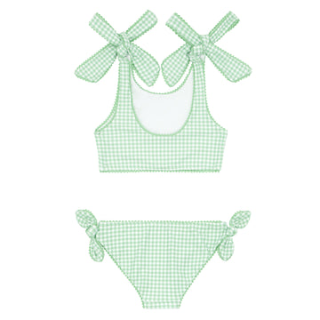 girls palm gingham tie-knot bikini