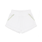 girls white ruffle french terry shorts