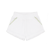 girls white ruffle french terry short