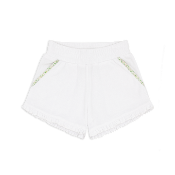 girls white ruffle french terry shorts