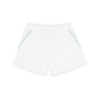 girls white ruffle french terry shorts