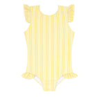 girls pineapple stripe ruffle cap sleeve rashguard one piece