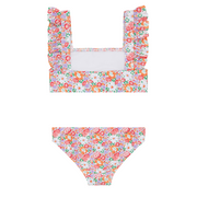 girls island blossom smocked ruffle strap bikini
