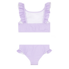 girls lavender stripe ruffle neck bikini