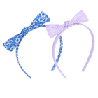 girls headband set in rosebay and lavender stripe