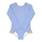 girls sky blue gingham rashguard one piece