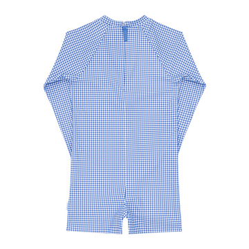 unisex sky blue gingham rashguard one piece