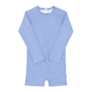 unisex sky blue gingham rashguard one piece