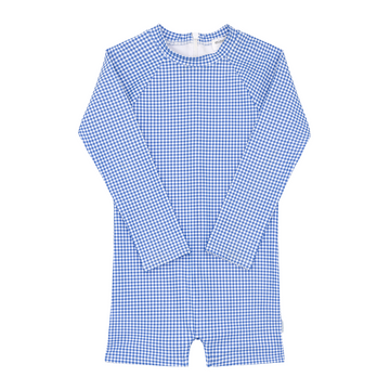 unisex sky blue gingham rashguard one piece