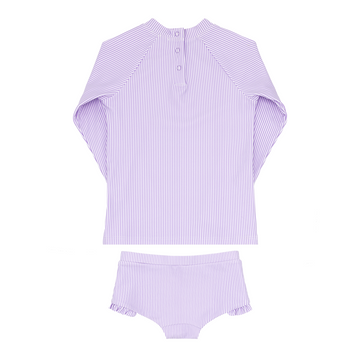 girls lavender stripe rashguard set