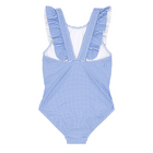 girls sky blue gingham ruffle one piece