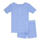 unisex sky blue gingham shirt and short pima pajamas set