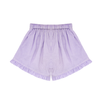 girls lavender stripe ruffle shorts