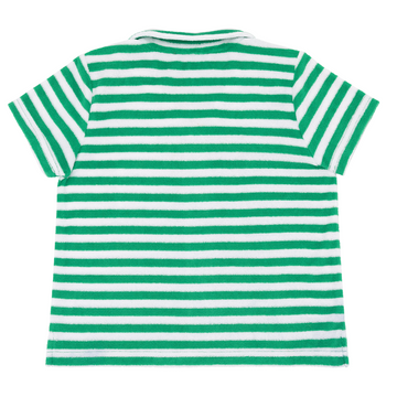 boys bermuda green stripe french terry button up