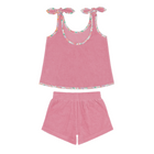 girls pink sands french terry tie-knot tank top set