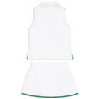 girls white french terry tennis tank top and skort set with bermuda green trim