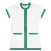 girls white french terry button down dress