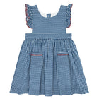 girls navy gingham pinafore dress