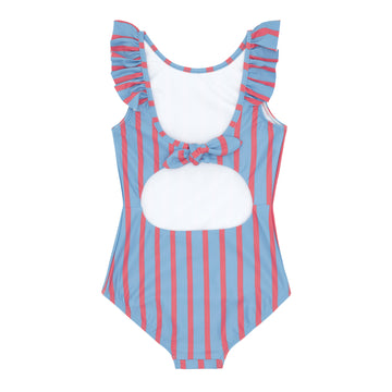 girls maritime stripe ruffle collar one piece