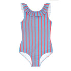 girls maritime stripe ruffle collar one piece