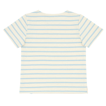 unisex cream and powder blue stripe boatneck tee