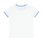 unisex white cotton ringer tee with surfside blue trim