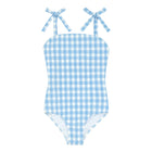 girls surfside blue crinkle gingham one piece