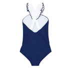 girls navy & white v-neck crossover one piece