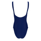 women's navy low back simple one piece