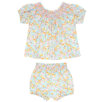 baby girls hawaiian floral smocked top and bloomer set