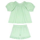 girls palm gingham smocked sleeve short set