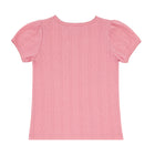 girls pink guava pointelle puff sleeve shirt