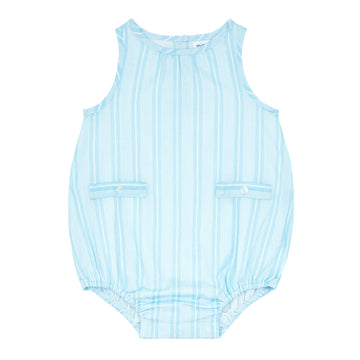 baby pacific blue stripe bubble romper