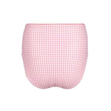 women's pink guava gingham high-waisted bikini bottom