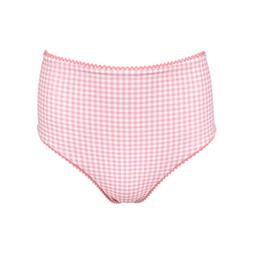 women's pink guava gingham high-waisted bikini bottom