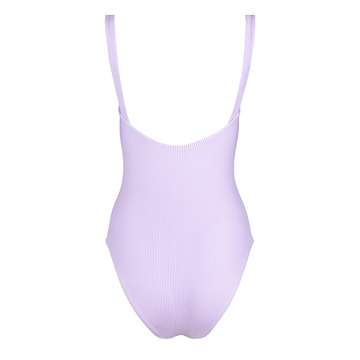 women’s lavender stripe low back one piece