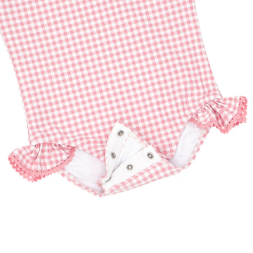 girls pink guava gingham rashguard one piece