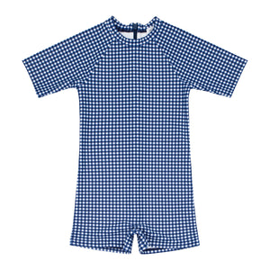 unisex navy gingham rashguard one piece