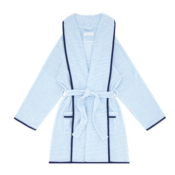 unisex powder blue stripe french terry robe