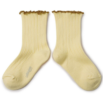 collegien delphine vanille lettuce trim ribbed socks