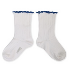 collegien delphine blanc neige lettuce trim ribbed socks