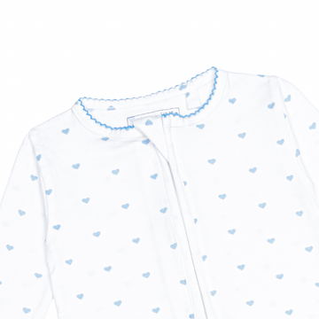 baby blue heart pima footie