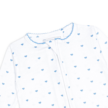 baby blue heart pima footie