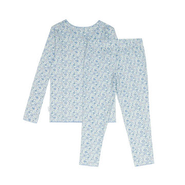 girls slate floral pima pajamas set